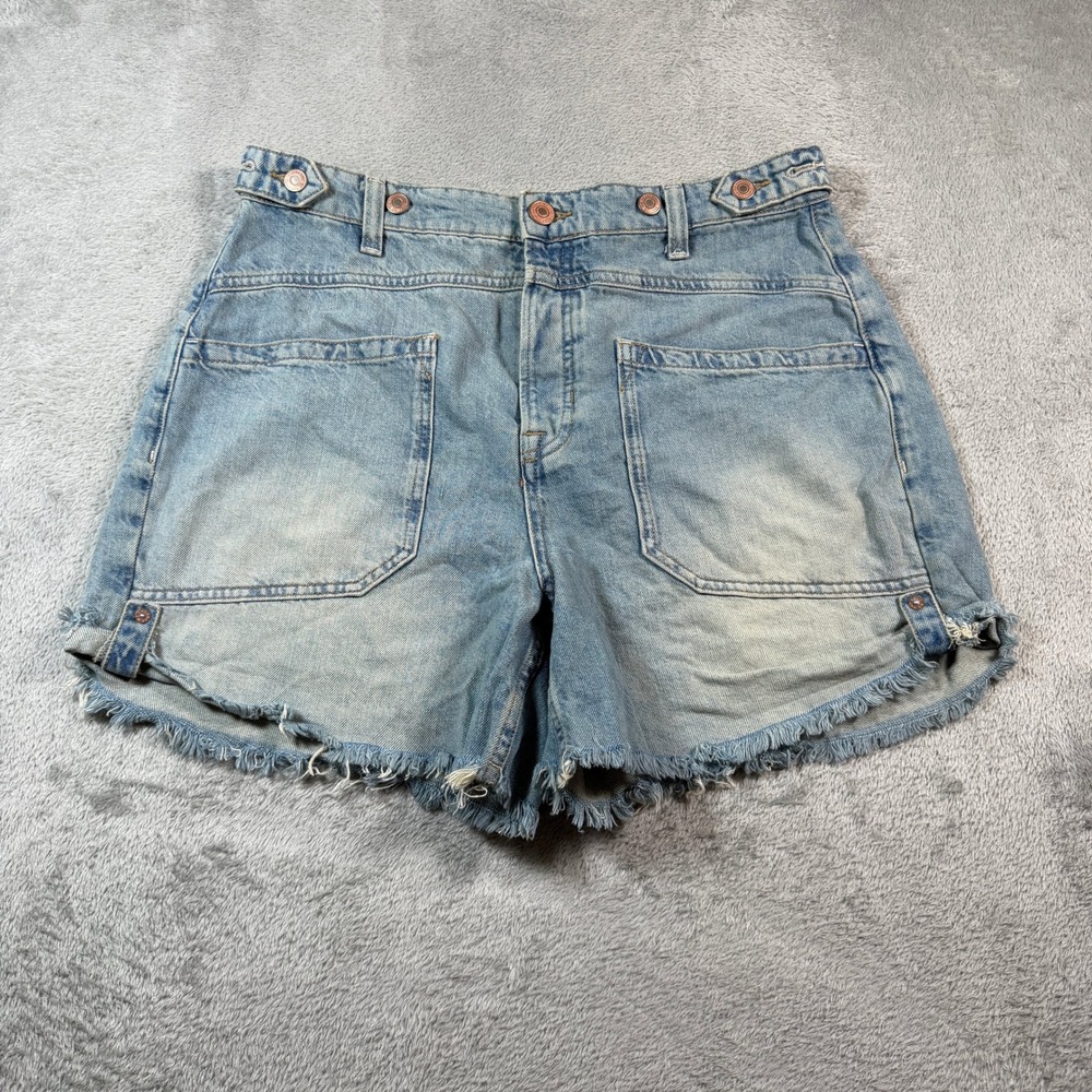 We The Free Denim Palmer Shorts Women 29 Blue High Rise Raw Hem OB1910421